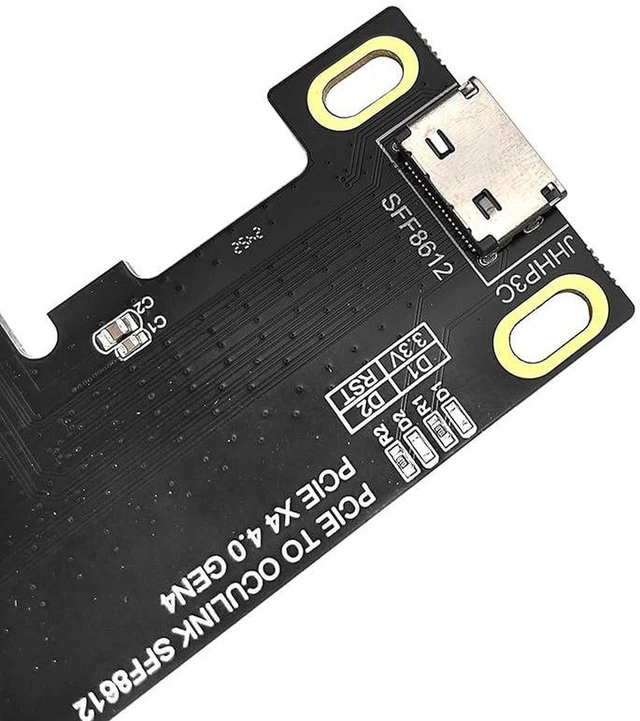 Alt view image 2 of 7 - AJMRTC PCIe 4.0 X4 to SFF-8612 OCuLink Female Adapter Card, Support SFF-8611 OCuLink Data Cable, Compatible with Motherboard PCIe X4 / X8 / X16 Slot for eGPU, U.2 NVMe SSD, Storage Expansion