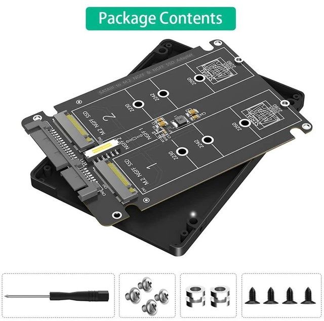 Alt view image 3 of 7 - AJMRTC Dual M.2 NGFF B-Key to SATA 3.0 Adapter Card, 6Gbps SATA Protocol SSD Converter with Protective Case, Support M.2 SATA SSD 2230 2242 2260 2280 for Desktop NAS