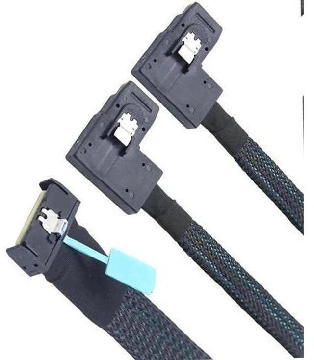 Main image of AJMRTC PCIe Gen5 MCIO 8i SFF-8654 8i Right Angle Adapter Cable, MCIO 8X to Dual SFF-8087 Mini SAS HD High Speed Server Storage Cable for RAID HBA, HDD Backplane, NAS