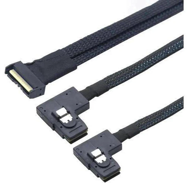 Alt view image 6 of 6 - AJMRTC PCIe Gen5 MCIO 8i SFF-8654 8i Right Angle Adapter Cable, MCIO 8X to Dual SFF-8087 Mini SAS HD High Speed Server Storage Cable for RAID HBA, HDD Backplane, NAS