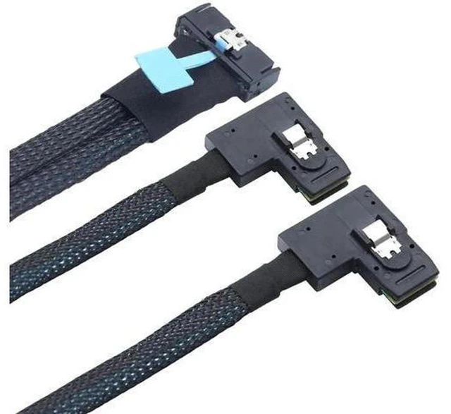 Alt view image 3 of 6 - AJMRTC PCIe Gen5 MCIO 8i SFF-8654 8i Right Angle Adapter Cable, MCIO 8X to Dual SFF-8087 Mini SAS HD High Speed Server Storage Cable for RAID HBA, HDD Backplane, NAS