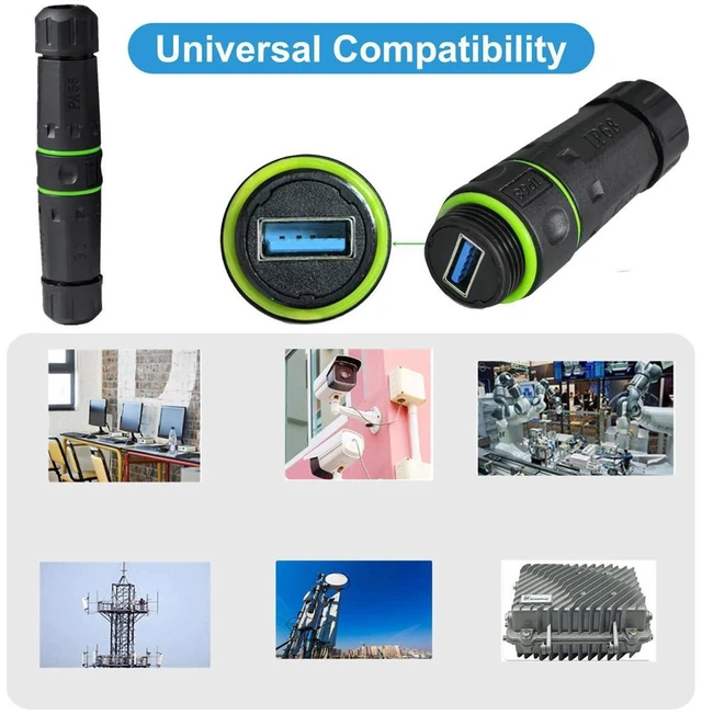 Alt view image 5 of 7 - AJMRTC IP68 Waterproof M20 Locking USB3.0 Type-A Female to Female Coupler, 5Gbps High Speed Panel Mount USB Extension Adapter for Outdoor Industrial, CCTV, Marine, IoT Equipment