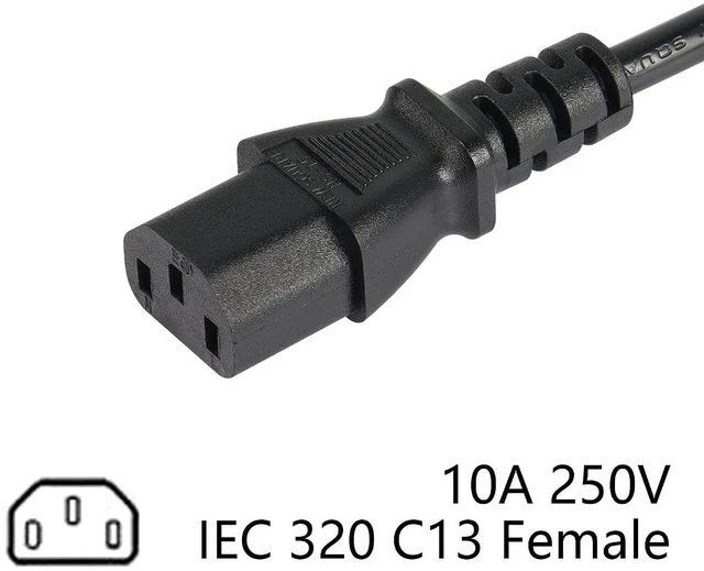 Alt view image 4 of 7 - AJMRTC 1ft IEC320 C14 Male to C13 + NEMA 5-15R Y Splitter Power Cord, 18AWG 10A 250V AC Dual Output Cable for Server, PDU, UPS, Industrial Equipment
