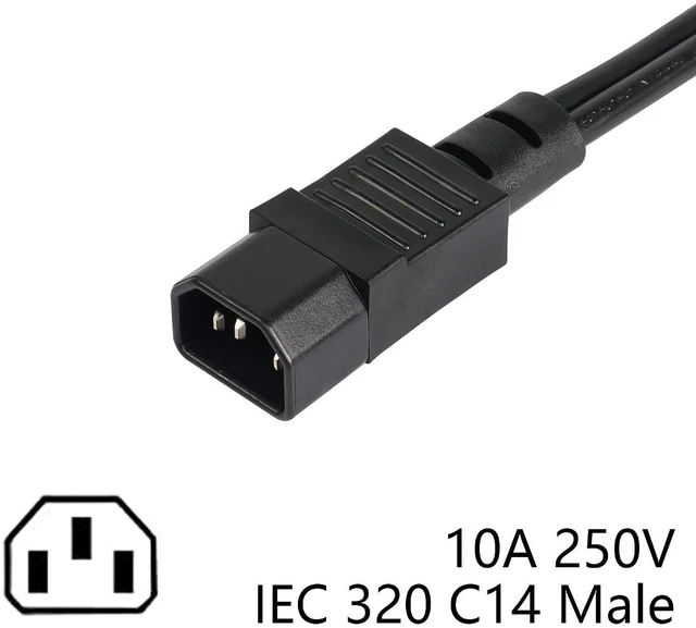 Alt view image 2 of 7 - AJMRTC 1ft IEC320 C14 Male to C13 + NEMA 5-15R Y Splitter Power Cord, 18AWG 10A 250V AC Dual Output Cable for Server, PDU, UPS, Industrial Equipment