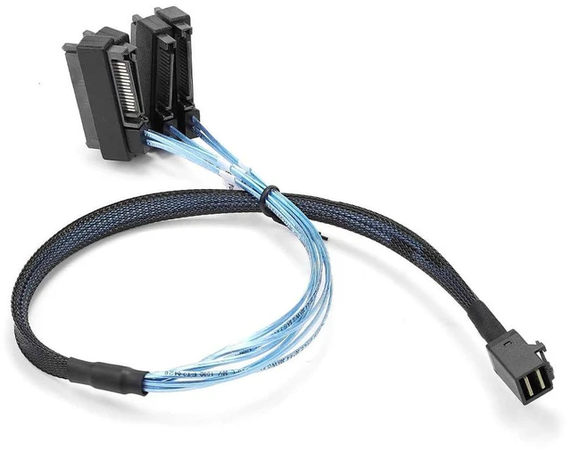 Alt view image 6 of 7 - AJMRTC 100CM Mini SAS HD SFF-8643 to 4×SFF-8482 29Pin Breakout Cable, 12Gbps High Speed Server RAID Cord for SAS HDD, SAS SSD, RAID HBA, Storage Backplane, NAS