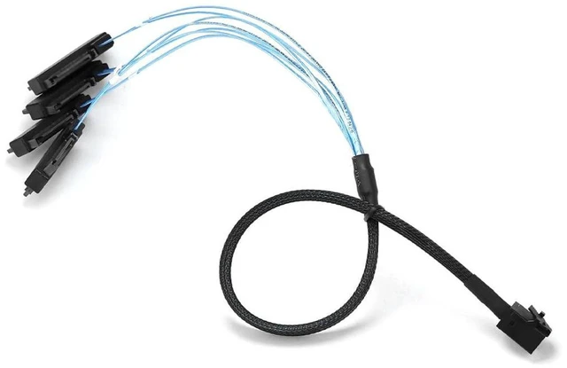 Alt view image 3 of 7 - AJMRTC 100CM Mini SAS HD SFF-8643 to 4×SFF-8482 29Pin Breakout Cable, 12Gbps High Speed Server RAID Cord for SAS HDD, SAS SSD, RAID HBA, Storage Backplane, NAS