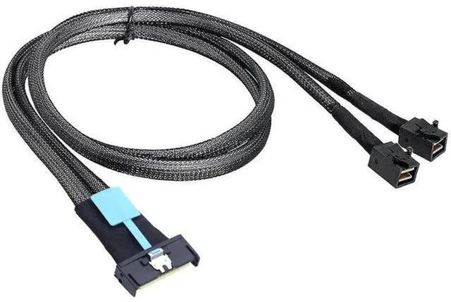 Alt view image 5 of 6 - AJMRTC PCIe Gen5 MCIO 8X 8i (SFF-TA-1016) to Dual Mini SAS HD SFF-8643 Server Cable, 32GT/s High Speed Fanout Cable for NVMe SSD, RAID Controller, Storage Backplane, 1U 2U Server Internal Wiring