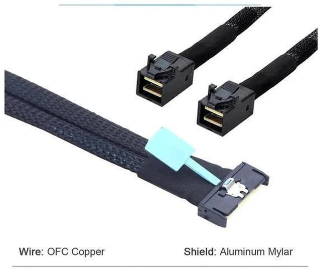 Alt view image 2 of 6 - AJMRTC PCIe Gen5 MCIO 8X 8i (SFF-TA-1016) to Dual Mini SAS HD SFF-8643 Server Cable, 32GT/s High Speed Fanout Cable for NVMe SSD, RAID Controller, Storage Backplane, 1U 2U Server Internal Wiring
