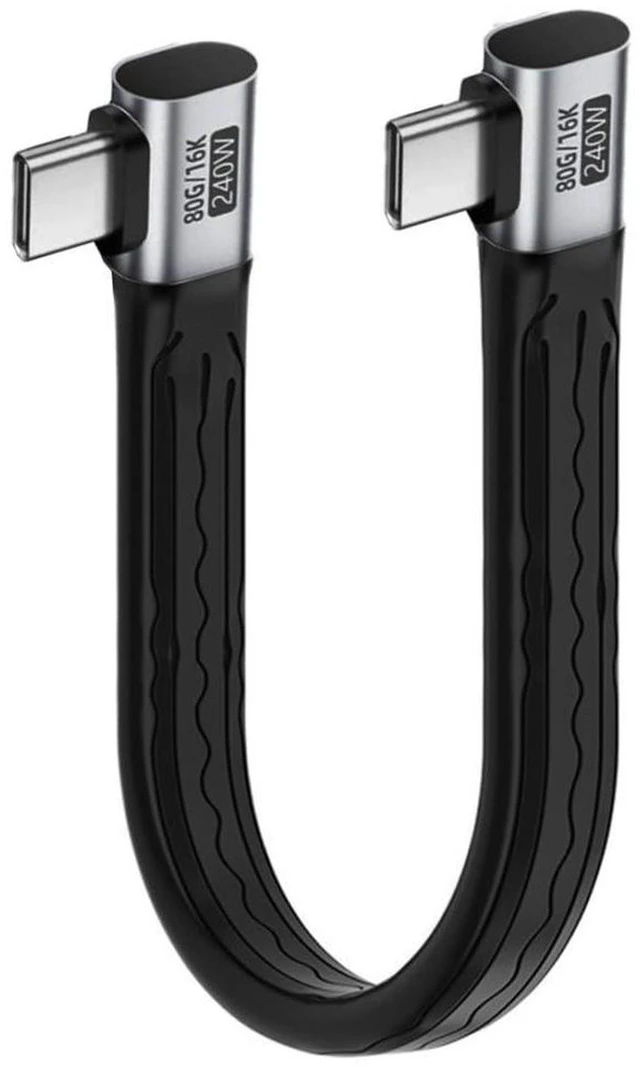Main image of AJMRTC 5.12 Inch Dual 90 Degree Angled USB C Short Flat Cable, PD 240W Charging, 80Gbps Data, 16K@30Hz Video, OTG, Compatible with Thunderbolt 3 / 4