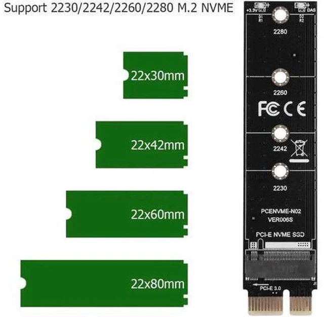 Alt view image 4 of 5 - AJMRTC M.2 M Key NGFF to PCIe 3.0 1X Adapter Card, M.2 NVMe SSD to PCI-E 1X Expansion Converter Module for Desktop PC, Support M Key 2230 2242 2260 2280 Size SSD