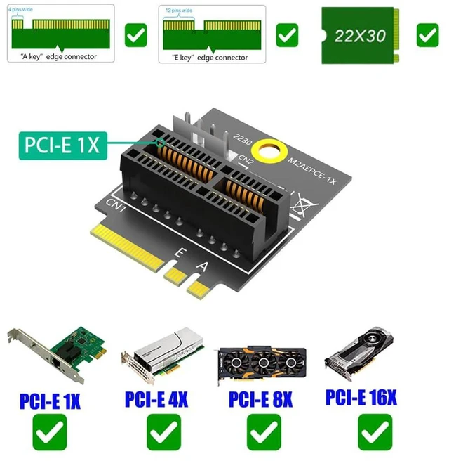 Alt view image 2 of 6 - AJMRTC PCI-E 1X to M.2 NGFF 2230 A / A+E / E Key Adapter Card, NGFF WiFi Bluetooth Module Converter, Compatible with Windows XP/7/8/10, WinCE & Linux for Desktop PC Wireless Expansion
