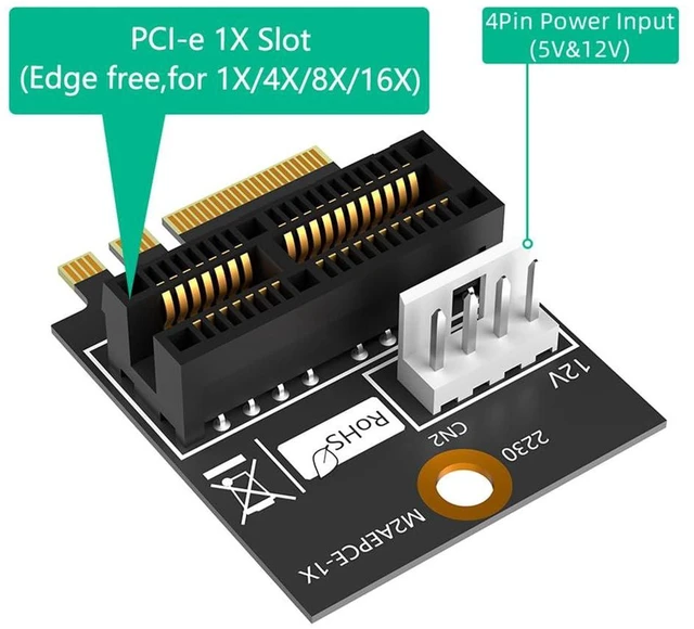 Alt view image 6 of 6 - AJMRTC PCI-E 1X to M.2 NGFF 2230 A / A+E / E Key Adapter Card, NGFF WiFi Bluetooth Module Converter, Compatible with Windows XP/7/8/10, WinCE & Linux for Desktop PC Wireless Expansion