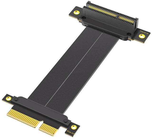 Main image of AJMRTC PCIe 4.0 X4 / X1 Extension Riser Cable, 10CM, 90° to 180°, 8Gbps Per Lane, Gold-Plated Connector, Flexible Ribbon Cable for 1U 2U Server Chassis, Storage PCIe Card Expansion
