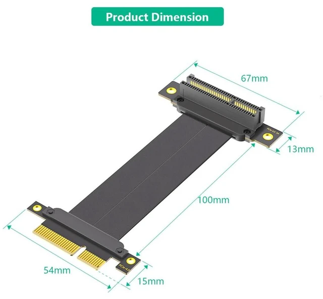 Alt view image 7 of 7 - AJMRTC PCIe 4.0 X4 / X1 Extension Riser Cable, 10CM, 90° to 180°, 8Gbps Per Lane, Gold-Plated Connector, Flexible Ribbon Cable for 1U 2U Server Chassis, Storage PCIe Card Expansion