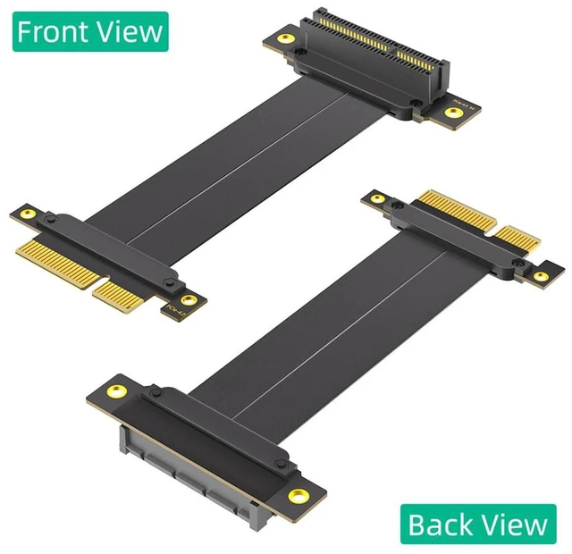 Alt view image 5 of 7 - AJMRTC PCIe 4.0 X4 / X1 Extension Riser Cable, 10CM, 90° to 180°, 8Gbps Per Lane, Gold-Plated Connector, Flexible Ribbon Cable for 1U 2U Server Chassis, Storage PCIe Card Expansion