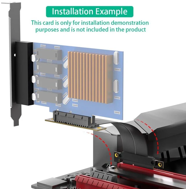 Alt view image 2 of 7 - AJMRTC PCIe 4.0 X4 / X1 Extension Riser Cable, 10CM, 90° to 180°, 8Gbps Per Lane, Gold-Plated Connector, Flexible Ribbon Cable for 1U 2U Server Chassis, Storage PCIe Card Expansion