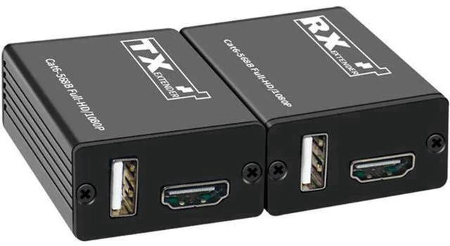 Main image of AJMRTC 30M HDMI KVM Extender Over Single Cat6 Ethernet Cable, HDMI to RJ45 Transmitter Receiver Kit, 1080P@60Hz Video + USB Keyboard Mouse Extension for PC, NVR, DVR, Monitor