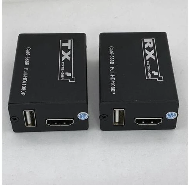 Alt view image 5 of 6 - AJMRTC 30M HDMI KVM Extender Over Single Cat6 Ethernet Cable, HDMI to RJ45 Transmitter Receiver Kit, 1080P@60Hz Video + USB Keyboard Mouse Extension for PC, NVR, DVR, Monitor