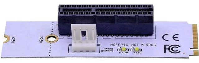 Alt view image 2 of 5 - AJMRTC NGFF M.2 Key M to PCIe X4 Riser Adapter Card, M2 NVMe SSD to PCI-E 4X Expansion Card with LED Voltage Indicator for Mining Rig, Desktop PC Storage Upgrade