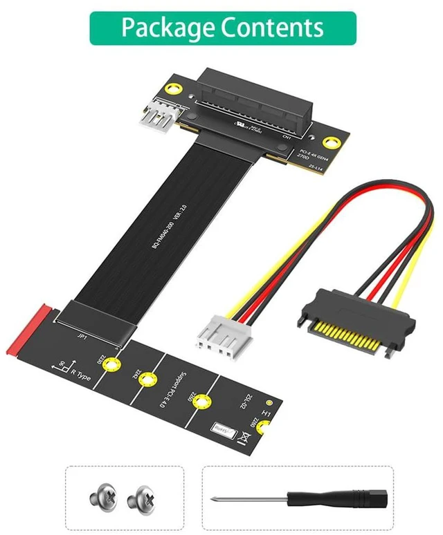 Alt view image 3 of 7 - AJMRTC PCIe 4.0 X4 to M.2 Key M Extension Cable, 20cm, 270° Right Angle M Key Connector, Compatible with PCIe4.0 NVMe 2280 SSD for Desktop PC Storage Relocation