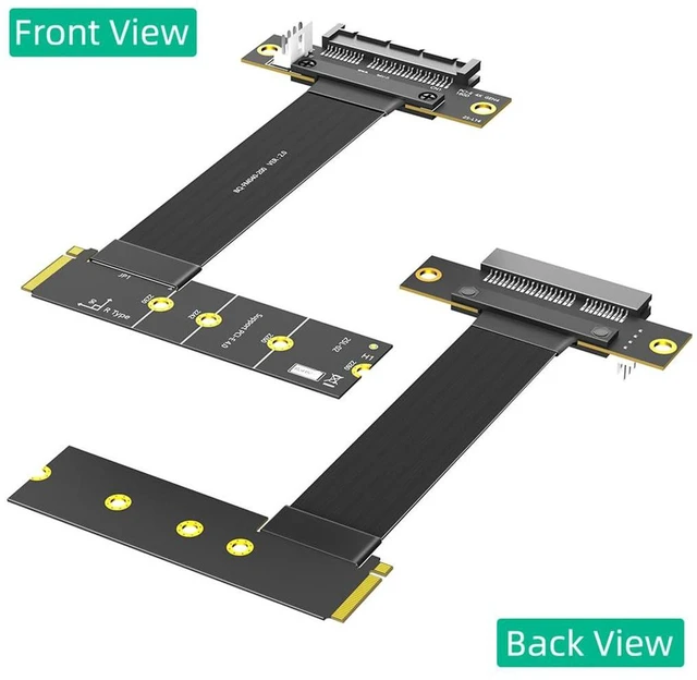 Alt view image 5 of 7 - AJMRTC PCIe 4.0 X4 to M.2 Key M Extension Cable, 20cm, PCIe X4 180° Straight Connector with Right-Angle M Key, Compatible with PCIe4.0 NVMe 2280 SSD for Desktop Storage Relocation