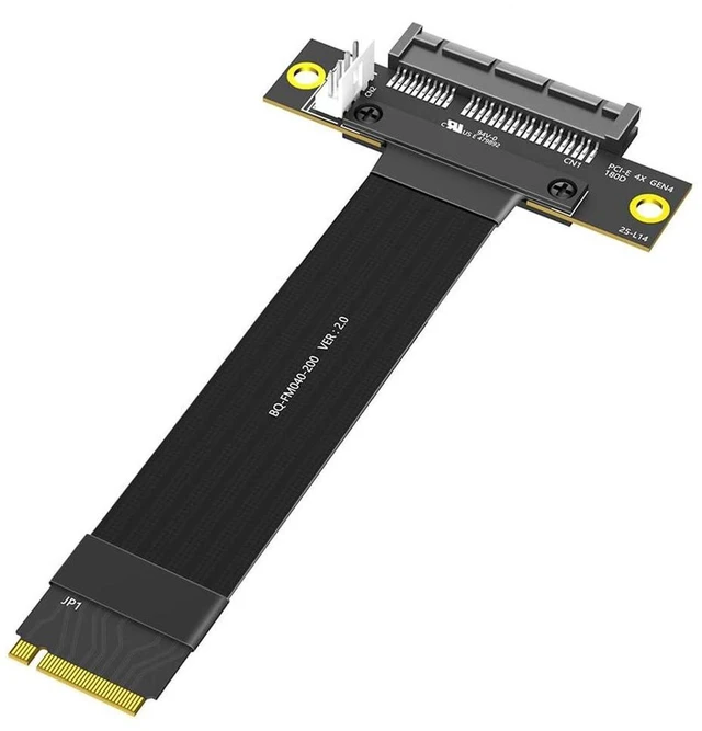 Main image of AJMRTC PCIe 4.0 X4 to M.2 Key M Extension Cable, 20cm, 180° to 180° Straight Connectors, Compatible with PCIe4.0 NVMe 2280 SSD for Desktop PC Storage Relocation