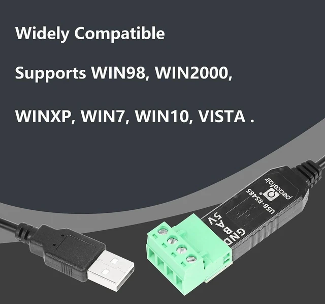 Alt view image 4 of 6 - AJMRTC 1FT USB to RS485 Serial Converter Cable, USB to RS485 Terminal Block Adapter, Industrial Serial Communication Cable Compatible with Windows 7, 8, 10