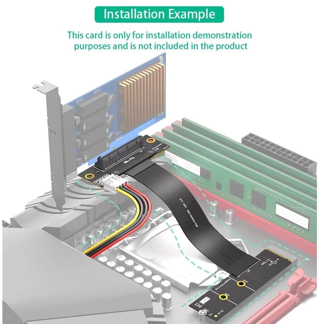 Alt view image 3 of 7 - AJMRTC PCIe 4.0 X4 to M.2 Key M Extension Cable, 20cm, PCIe 4X 270° Connector with Left-Angle M Key, Compatible with PCIe4.0 NVMe 2280 SSD for Desktop PC Storage Relocation