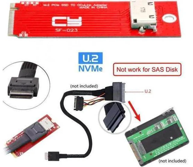 Alt view image 2 of 7 - AJMRTC PCIe 3.0 M.2 M-Key to OCuLink SFF-8611 SFF-8612 Adapter Cable, U.2 SFF-8639 High Speed NVMe SSD Interconnect Cable for Server Workstation Storage Expansion