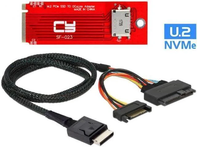 Alt view image 3 of 7 - AJMRTC PCIe 3.0 M.2 M-Key to OCuLink SFF-8611 SFF-8612 Adapter Cable, U.2 SFF-8639 High Speed NVMe SSD Interconnect Cable for Server Workstation Storage Expansion