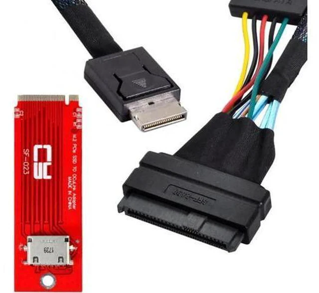 Alt view image 7 of 7 - AJMRTC PCIe 3.0 M.2 M-Key to OCuLink SFF-8611 SFF-8612 Adapter Cable, U.2 SFF-8639 High Speed NVMe SSD Interconnect Cable for Server Workstation Storage Expansion