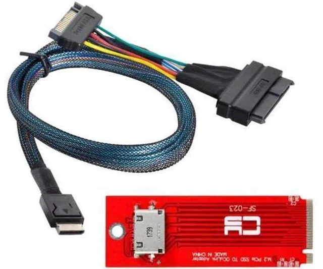 Alt view image 5 of 7 - AJMRTC PCIe 3.0 M.2 M-Key to OCuLink SFF-8611 SFF-8612 Adapter Cable, U.2 SFF-8639 High Speed NVMe SSD Interconnect Cable for Server Workstation Storage Expansion