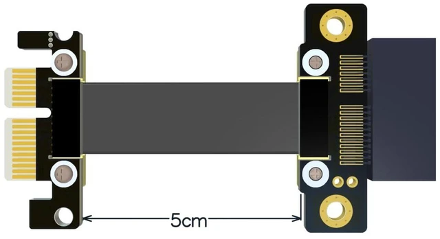 Alt view image 3 of 5 - AJMRTC ADT-R11SL-TL Dual 90 Degree Right Angle PCIe 3.0 x1 Riser Cable, 8Gbps High Speed PCI Express 1X Ribbon Extension Extender Cable, 5cm Short Length for Compact PC DIY Build