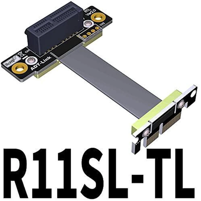 Alt view image 5 of 5 - AJMRTC ADT-R11SL-TL Dual 90 Degree Right Angle PCIe 3.0 x1 Riser Cable, 8Gbps High Speed PCI Express 1X Ribbon Extension Extender Cable, 5cm Short Length for Compact PC DIY Build