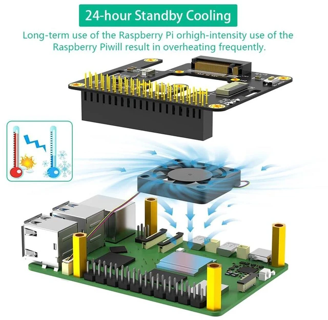 Alt view image 6 of 7 - AJMRTC M.2 NVMe M-Key to PCIe Adapter with Cooling Fan & Auto Color Changing LED, NVMe SSD Expansion Board for Raspberry Pi 5, Supports 2230 / 2242 Size M.2 SSD
