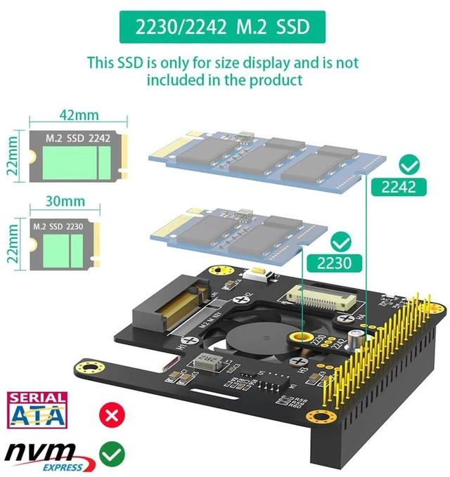 Alt view image 3 of 7 - AJMRTC M.2 NVMe M-Key to PCIe Adapter with Cooling Fan & Auto Color Changing LED, NVMe SSD Expansion Board for Raspberry Pi 5, Supports 2230 / 2242 Size M.2 SSD