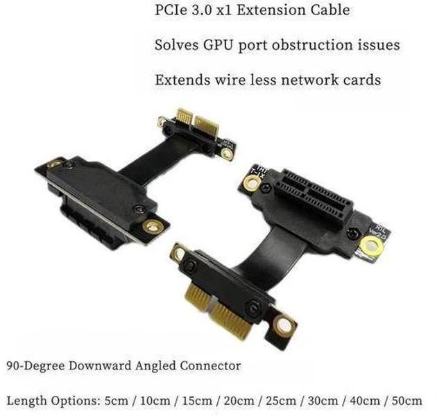 Alt view image 2 of 7 - AJMRTC PCIe 3.0 X1 90 Degree Reverse Riser Extension Cable, PCI Express X1 to X1 Right Angle Reverse Adapter Extender for ITX Compact PC, Low Profile DIY Build