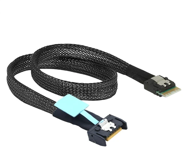 Alt view image 4 of 6 - AJMRTC Gen5 MCIO Slimline SFF-8654 4i to SFF-8654 4i Server Interconnect Cable, High Speed Internal Data Cable, Support PCIe 5.0 PCIe 4.0 Backward Compatible, 100cm Length