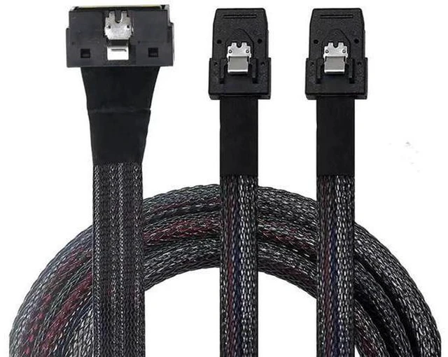 Alt view image 5 of 6 - AJMRTC PCIe Slimline LP Low Profile SFF-8654 8i to 2 x SFF-8087 Server Breakout Cable, Internal High Speed Storage Data Cable for RAID HBA Backplane Connection