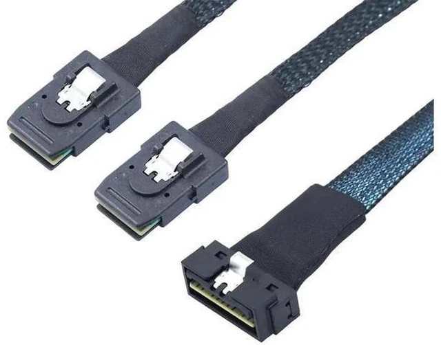 Alt view image 2 of 6 - AJMRTC PCIe Slimline LP Low Profile SFF-8654 8i to 2 x SFF-8087 Server Breakout Cable, Internal High Speed Storage Data Cable for RAID HBA Backplane Connection