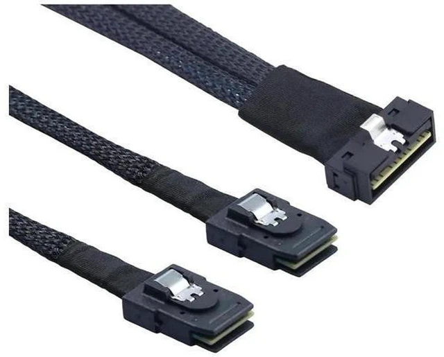 Alt view image 4 of 6 - AJMRTC PCIe Slimline LP Low Profile SFF-8654 8i to 2 x SFF-8087 Server Breakout Cable, Internal High Speed Storage Data Cable for RAID HBA Backplane Connection