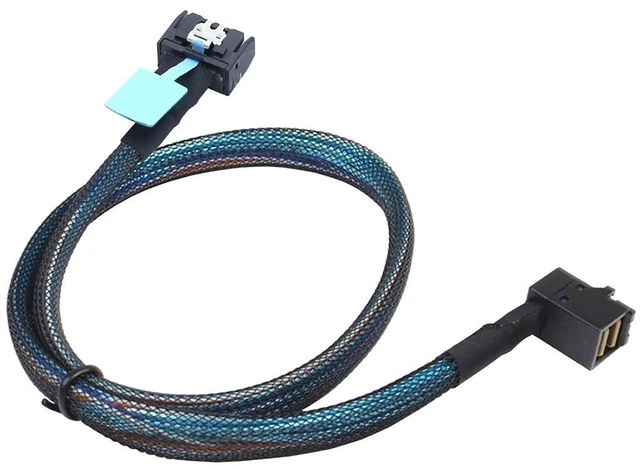 Alt view image 5 of 6 - AJMRTC Gen5 MCIO Slimline SFF-8654 4i to HD SFF-8643 Server Interconnect Cable, 90 Degree Right Angle Adapter Cable, Support PCIe 5.0 PCIe 4.0, 50cm Length