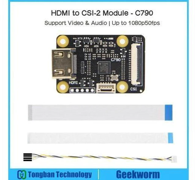 Main image of AJMRTC C790 HDMI to CSI-2 Adapter Module, Supports Video & I2S Audio, Up to 1080P@60fps HDMI Input, MIPI CSI2 Capture Board for Raspberry Pi 5, 4B, 3B+, Zero, CM4