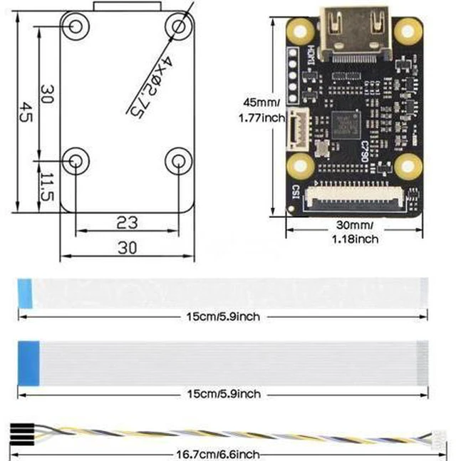 Alt view image 2 of 6 - AJMRTC C790 HDMI to CSI-2 Adapter Module, Supports Video & I2S Audio, Up to 1080P@60fps HDMI Input, MIPI CSI2 Capture Board for Raspberry Pi 5, 4B, 3B+, Zero, CM4