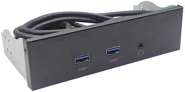 Main image of AJMRTC 2-Port USB3.2 Gen2x2 Front Panel Bracket, Fits 5.25" /3.5" Floppy Bay, 19Pin Header to USB-C 20Gbps + HD Audio Earphone Jack, Desktop Expansion Panel with Cable, Type B