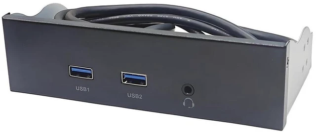 Alt view image 2 of 4 - AJMRTC 2-Port USB3.2 Gen2x2 Front Panel Bracket, Fits 5.25" /3.5" Floppy Bay, 19Pin Header to USB-C 20Gbps + HD Audio Earphone Jack, Desktop Expansion Panel with Cable, Type B