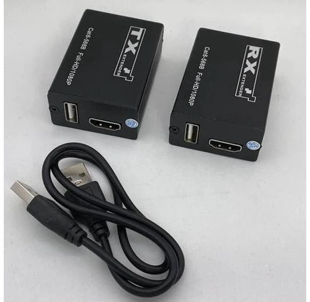 Alt view image 3 of 6 - AJMRTC 30M HDMI KVM Extender Over Single Cat6 Cable, HDMI to RJ45 Ethernet Transmitter Receiver Kit, Supports Video + USB Keyboard Mouse Over LAN for PC Server