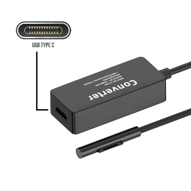 Alt view image 5 of 7 - AJMRTC USB-C to Microsoft Surface Charging Converter, 65W 15V DC Power Adapter Cable for Surface Pro 3 4 5 6 7 8 9, Surface Book Pro Charger Converter