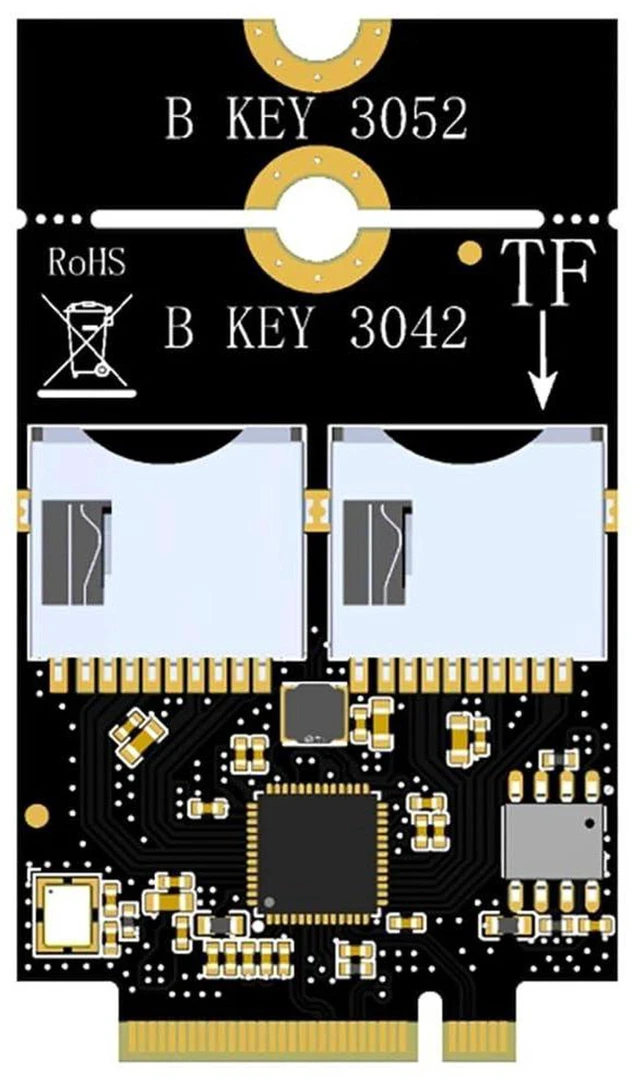 Main image of AJMRTC M.2 B-Key WWAN 4G Module Adapter Card, M.2 B Key to USB + Dual TF Card Expansion Board, Compatible with 3042 3052 WWAN Module for Desktop Embedded System