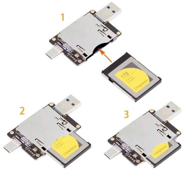 Alt view image 6 of 7 - AJMRTC USB3.1 Gen2 10Gbps CFexpress Type B Card Reader Adapter, CFexpress B Memory Card Reader With USB-A + USB-C Dual Plug for Camera Photo Video Data Transfer Laptop Desktop